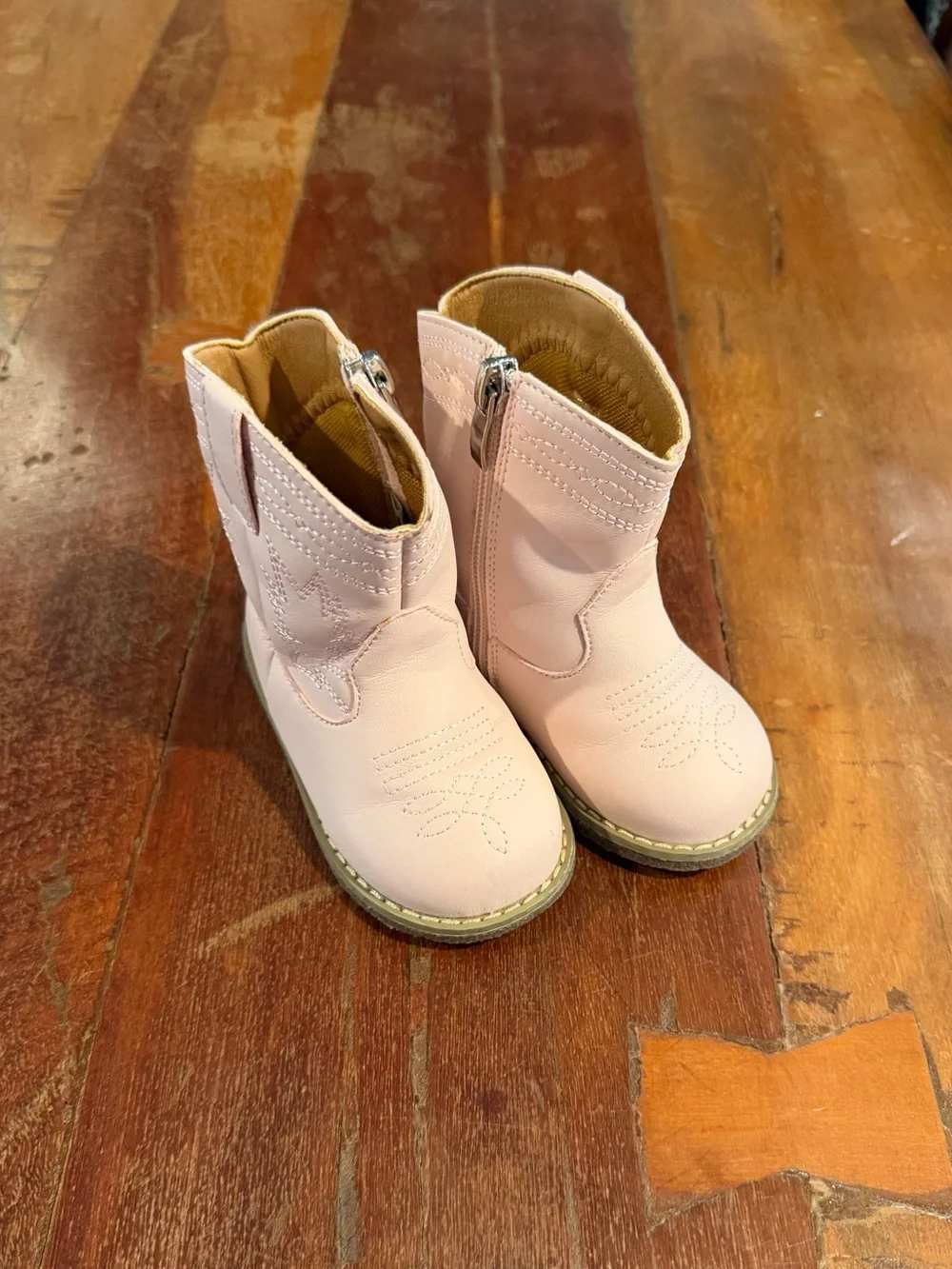 Kids Pink Western Zip-Front Boots